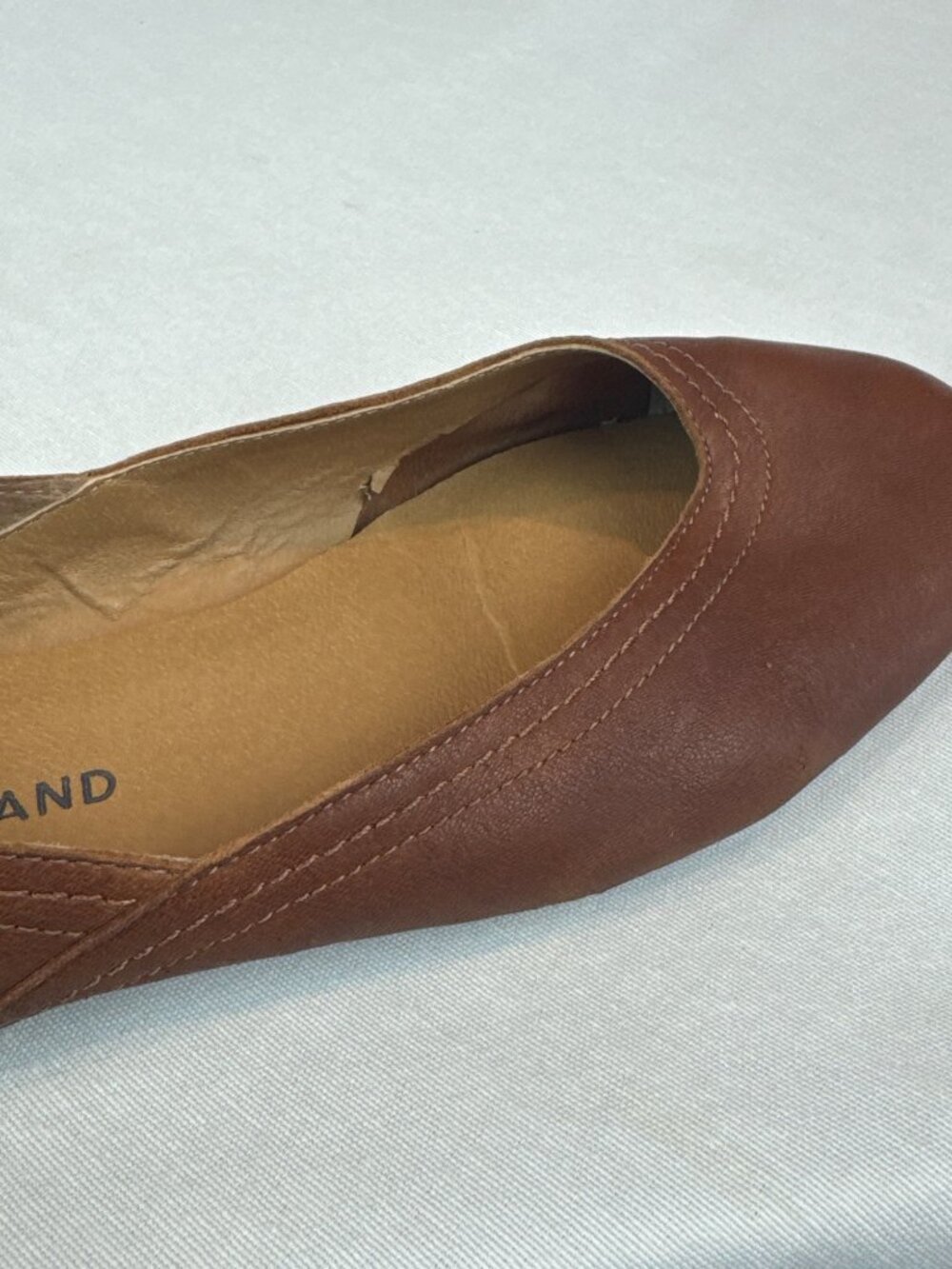 Lucky Brand Leather Almond Toe Ballet Flats Brown 7.5 Slip On Shoes - Picture 6 of 7